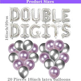 42 Pieces 10Th Birthday Decorations Double Digits Party Balloons Purple Happy Birthday Banner Silver Sash 10Th Tiara Number 10 Foil Balloons Latex Balloons For 10 Year Old Girls Party (Purple)