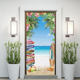 35.4 X 72.8 Inches Summer Tropical Beach Seaside Door Banner Supplies Hawaiian Floral Lead Sign Seaside Party Surf Baby Shower Kids Cake Table Banner Shooting Backgrounds