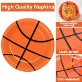 100 Pcs Basketball Party Tableware Set – Plates & Napkins for Boys' Birthday, Serves 25 Guests