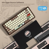 75% Wireless Creamy Keyboard With Wood Shell, Qmk/Via Wd75 V2 Retro Mechanical Gaming Keyboard 8000Mah Battery, Tri-Mode Custom Key Board Rgb Hot Swappable, Moa Japanese Keycap-Linear Switch