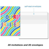 Water Slide Party Invitations With Envelopes Set Of 20 Summer Waterslide Theme Birthday Party Invites Fill In Blank