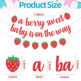 A Berry Sweet Baby Is On The Way Banner With Strawberry Garland, Berry Fruit Themed Baby Shower Gender Reveal Decorations, Summer Garland Photo Prop For Indoor Outdoor Welcome Baby Party Supplies