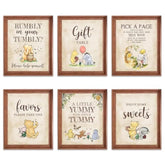 6Pcs Winnie Table Signs A Little Yummy For Your Tummy For Baby Shower Decorations 8X10Inchs Centerpieces Birthday Decorations