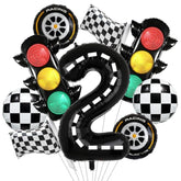 9 Pcs Traffic Light Balloons, Racing Theme for Kids' 2nd Birthday Party Decor