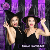 3 Pack Black Purple Foil Fringe Curtains Halloween Backdrop Streamers Party Decor