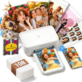 Photo Printer 4X6,+108Sheets&2Ribbon,Instant Picture Printer For Iphone, Android, Smartphone,Portable Photo Printers For Home Use,Thermal Dye-Sublimation, Ar Video Printingwhite