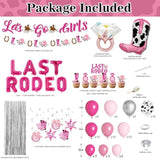 Last Rodeo Bachelorette Party Decorations, Cowgirl Western Bridal Shower Fringe Curtain Balloon Garland Glitter Banner, Last Rode Foil Balloons, Pink Silver Balloon Garland Arch Kit
