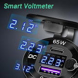 83W 12 Volt Usb Outlet Built-In Boost Usb C Laptop Car Charger: 65W Pd3.0 And 18W Qc3.0 Car Usb Port Aluminum Socket With Button Switch Smart Voltmeter, Suitable For Car Rv Marine Golf Cart
