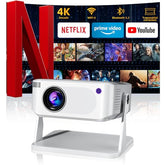 Mini Projector With Wifi 6 And Bluetooth 5.2, Portable Projector 4K Support, Auto Vertical Keystone 270° Rotatable, Compatible With Smartphone/Tv Stick/Box/Usb/Hdmi