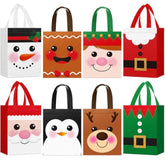 16 Pcs Christmas Gift Bags With Handles 10 X 8 X 4 Inch Reusable Multifunctional Non Woven Christmas Gift Doll Bags Wrapping Xmas Party Favors For Holiday Xmas Gifts