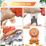 8 Pc Standing Cute Animal Foil Balloons - Lion, Bear, Cow, Monkey, Koala, Tiger, Elephant, Bunny - Jungle Safari Zoo Themed Baby Shower Birthday Party Decorations