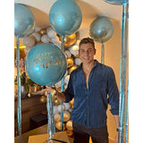 6Pack 22" Pearl Blue 4D Foil Balloons Round Metallic Mirror Balloons for Party