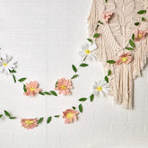 Crepe Paper Flowers Banner White Blush Pink Paper Flower Banner Spring Hanging Paper Flower Garland Paper Leaves Banner For Spring Birthday Wedding Home Decorations