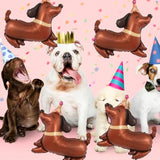 5 Pcs Dog Birthday Balloons Dachshund Shaped Puppy Foil Mylar Pet Party Decorations