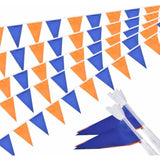 Orange & Blue Pennant Banner, 60ft with 40 Flags for Party, Wedding & Classroom Decor