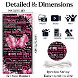 Breast Cancer Awareness Door Banner Butterfly Black Pink Ribbon Hope Decor