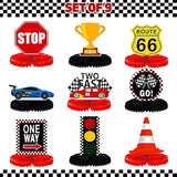 Race Car Two Fast Birthday Table Honeycomb Centerpieces - 9Pcs Let'S G