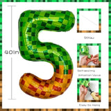 Pixel & Tnt Theme 40In Giant Number Balloons - Foil Mylar Birthday Party Decorations For Kids Adults Cumpleaños, Block Style Pixel Art Shape Balloon Decor Supplies (Pixel, Number 5)