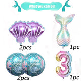 Mermaid Birthday Decoration Kit Sea & Mermaid Tail Foil Balloons for Girls