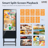 Mwe 43 Inch Outdoor Digital Signage Display, Customizable Lightbox Sticker, Portable Battery Powered High Brightness Screen Advertising Display Kiosk, Movable Waterproof Standing Poster, Android Os