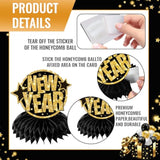 9-Pack Black and Gold Honeycomb New Year 2026 Table Centerpieces