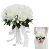 Wedding Bouquet Rose Bride Flower Bridal Bouquets, Artificial Flower White Rose Wedding Bouquets For Bride Bridesmaid Bouquet Bride Bridesmaid Holding Flower Wedding Bouquet Gifts