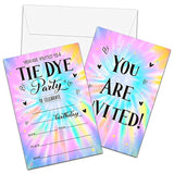 Tie Dye Birthday Invitations With Envelopes - Birthday Party Invitation Card For Girls/Boys - 5"X7" Fill-In Invites Cards - Rainbow Tie Dye Party Supplies Decorations (20 Pack)-25