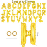 52 Pcs Gold Letter Balloons,16 Inch Foil Alphabet Letter Balloons,Letter A-Z Balloons Banner Custom Phrase Balloons For Birthday Party Wedding Anniversary Decoration (Gold 2 Set)