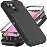 For Iphone 13 Mini Case, Military Grade 3 In 1 Heavy Duty Shockproof/Drop Proof/Dust Proof Case With 2Pcs Tempered Glass Screen Protector (Black/Grey)