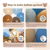 Boho Blue & Coffee Balloon Garland Kit: Teddy Bear Shower Decor