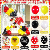 132Pcs Oh Twodles Birthday Party Supplies Boy, Red Mouse 2Nd Birthday Decorations Supplies, Balloons Arch Banner Backdrop Tablecover Cake Topper For Black Mouse Themed Boy 2 Years Old Birth Party