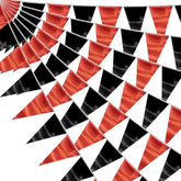 65Ft Red Black Triangle Pennant Banner Flag Metallic Fabric Bunting Garland For Christmas Graduation Bachelorette Anniversary Birthday Engagement Wedding Anniversary Casino Party Decorations Supplies