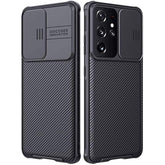 For Samsung Galaxy S21 Ultra Case With Camera Cover, Hard Pc Back & Soft Bumper, Protective & Slim Fit, Camera Protection Case For Samsung Galaxy S21 Ultra 6.8"-Black