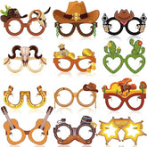36 Pcs Western Party Decoration Favors Wild West Paper Glasses Cowboy Photo Booth Props Western Theme Birthday Party Supplies