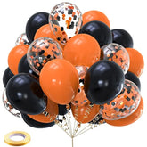 Halloween Balloons Orange Black Decorations 60Pcs 12Inch Matte Black Orange Latex Confetti Balloon For Celebration Trick Or Treat Party Spooky Ghost Party Bar Anniversary Graduation