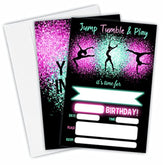 Jump Tumble & Play Birthday Invitations, Neon Pink Foil Gymnastic Birthday Party Invites Decorations, Birthday Party And Events Supplies, 20 Fill-In Invites Cards With Matching Envelopes?Yqk-B03?
