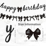 Black Bow Happy Birthday Banner for Coquette Parties & Baby Showers