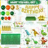 125 Pcs Dinosaur Party Decorations Balloon Arch Kit with Fringe Curtain for Kids