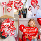 36 Pieces Red Heart Balloons, Happy Valentines Day I Love You Foil Mylar Balloons For Special Night Party Decorations