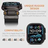 Compatible With Apple Watch Ultra 2/1 Band 49Mm/46Mm/45Mm/44Mm/42Mm For Men, Metal Connector With Silicone Sport Band For Iwatch Ultra Series 10/9/8/7/6/Se/5/4/3/2/1, Black/Black