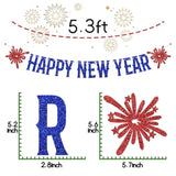 2025 Happy New Year Banner Red Blue Glitter Party Decorations
