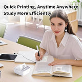 Mini Sticker Maker Portable Printer With 1 Roll Sticker Paper - Bluetooth Inkless Printers For Study Notes, Pictures, Diy, Label, Ios & Android Free App With Multiple Templates, Grey