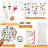 158 Pcs Paint Party Favors Include Mini Watercolor Paint Set Small Canvas With Easel Palette Brush Stickers Tattoo Sticker Keychain For Class Birthday Art Party (Classic Style)