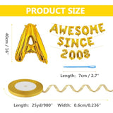 18Th Birthday Decorations For Boys/Girls, Birthday Balloons Banner (Golden) - 16" Large Inflatable Letters, 900" Ribbon & Two Threading Needles Diy Kit (18)