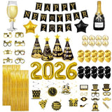 2026 New Year Party Supplies Banner Hats Glasses Balloons Photo Props