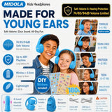 Kids Headphones Bluetooth 5.4 Wireless 68H Play Time Volume Limit 85/94Db Over-Ear Foldable Headset,Type-C Fast Charging,With Wired Aux Mic For Toddler Child Pad Tablet Blue