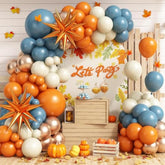 Fall Thanksgiving Balloon Arch Kit: Orange, Blue & Gold Boho Decor