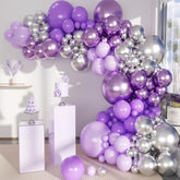 146pcs Grey Violet & Silver Balloon Garland Kit for Birthday and Wedding Decor