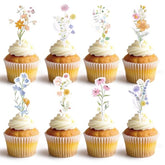 Wildflower Baby In Bloom Baby Shower Decorations - 36Pcs Wildflower Cupcake Toppers Birthday Party Decorations, Floral Flower Cupcake Toppers Cake Decorations Baby Shower Decor