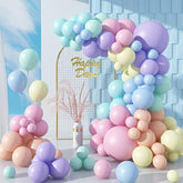 Pastel Balloon Arch, 104Pcs Rainbow Balloon Garland With 18/12/10/5 Inch Different Sizes Macaron Pink Blue Purple Party Latex Balloon For Birthday Baby Shower Wedding Party Decorations